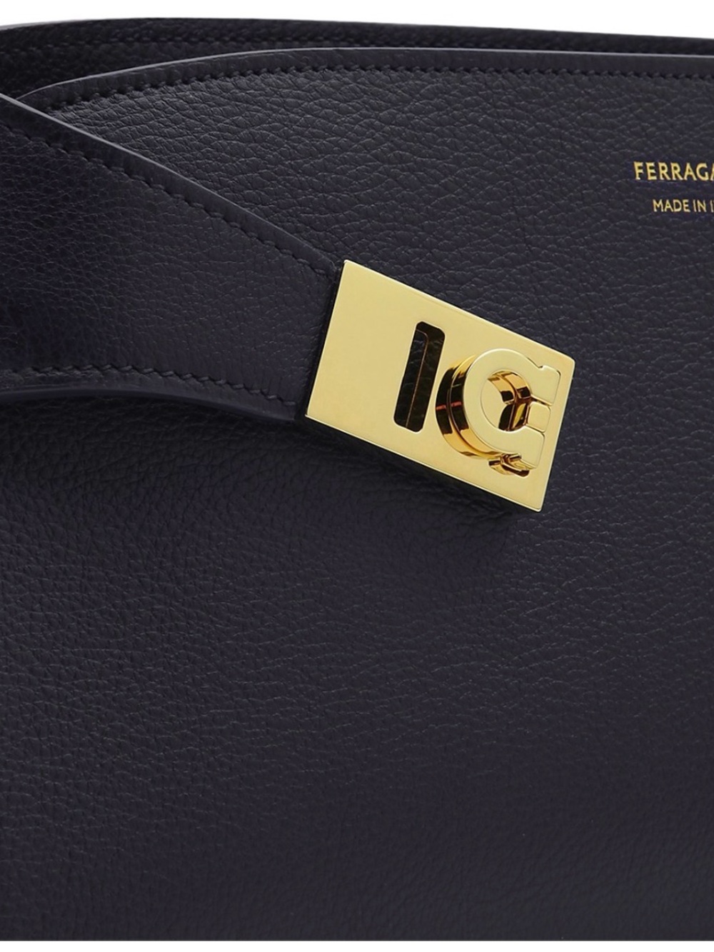 Salvatore Ferragamo Navy Leather Shoulder Bag with Gold Hardware NWT - Picture 12 of 15